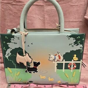 RADLEY LONDON Pastel Green Satchel with Dog Motif